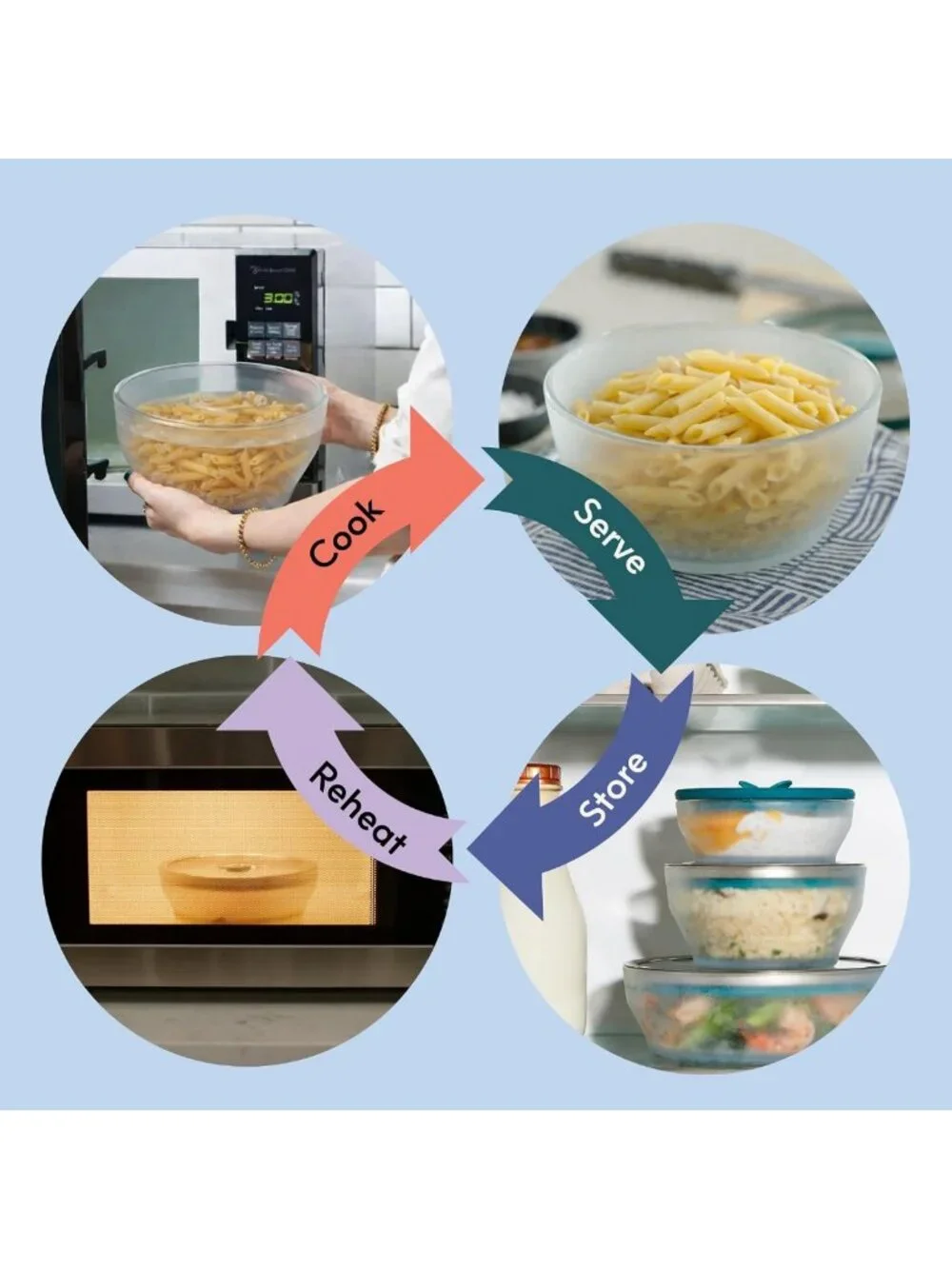 8-Cup Glass Microwave Pasta Cooker | BPA-Free, Clear Design, Easy Cooking